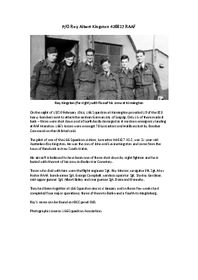 A preview of a PDF biography for Kingston, Roy Albert
